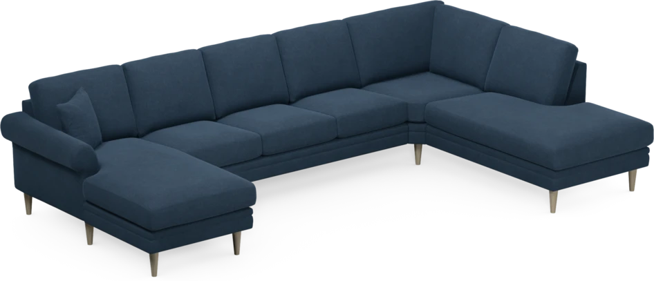 Eden - 3-sits soffa med schäslong vänster och divan höger - Blå