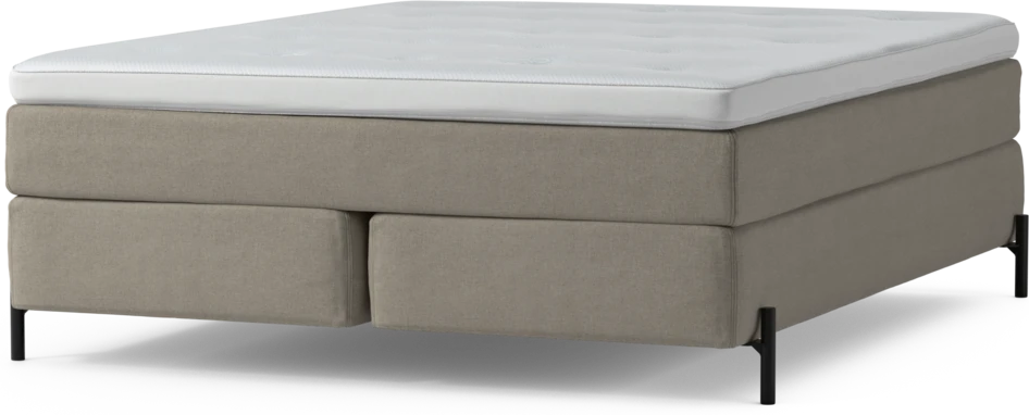Delux Sense - Kontinentalsäng, dubbelsäng med bäddmadrass och sängben - Beige