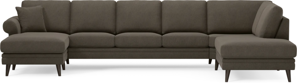 Eden - 3-sits soffa med schäslong vänster och divan höger - Brun