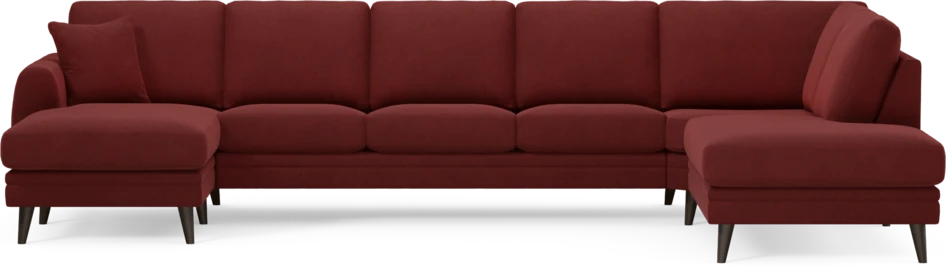 Eden - 3-sits soffa med schäslong vänster och divan höger - Röd