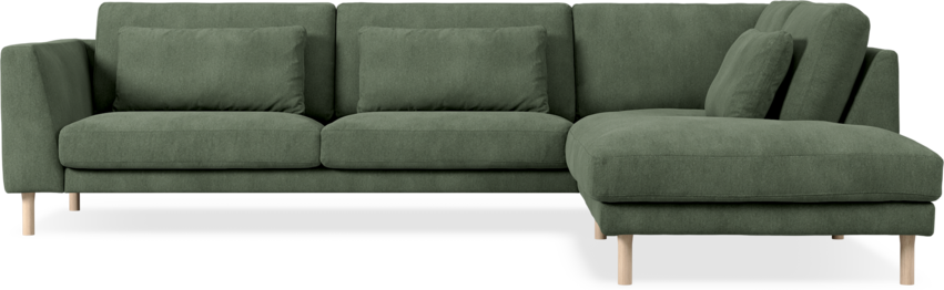 Willow - 3-sits soffa med divan höger, fast klädsel - Grön