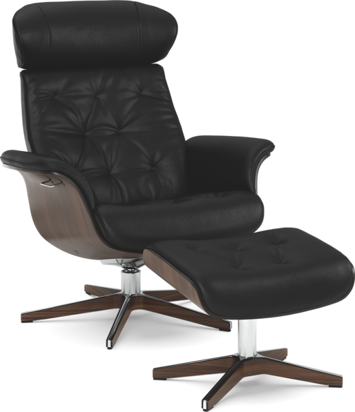 Timeout - Fåtölj och fotpall pikérad - Svart