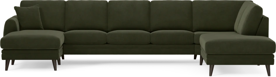 Eden - 3-sits soffa med schäslong vänster och divan höger - Grön