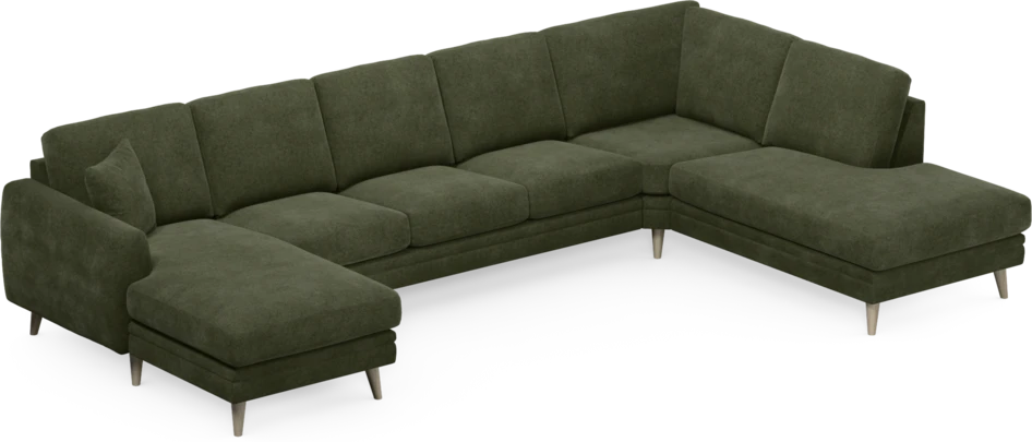 Eden - 3-sits soffa med schäslong vänster och divan höger - Grön