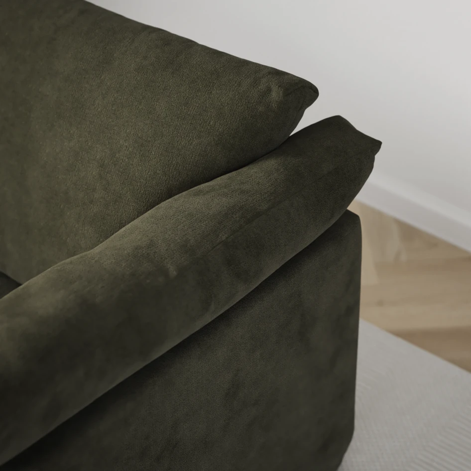 Cherrie - 3-sits soffa med divan vänster, med kappa - Grön