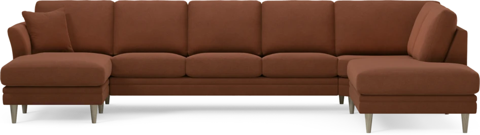 Eden - 3-sits soffa med schäslong vänster och divan höger - Orange