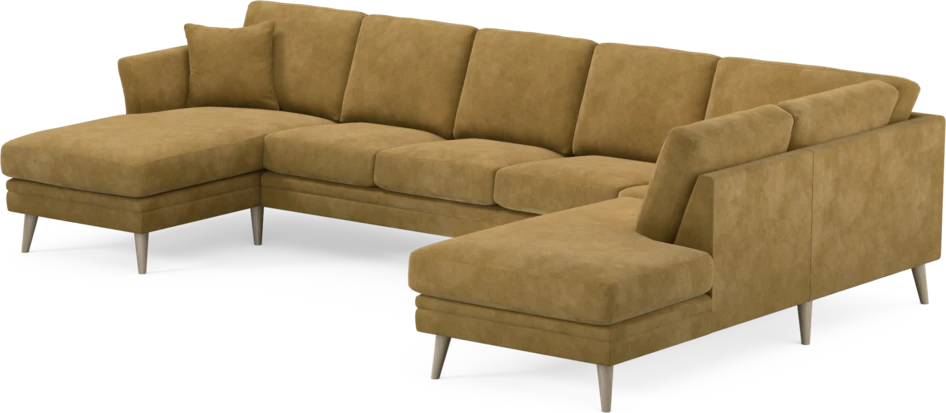 Eden - 3-sits soffa med schäslong vänster och divan höger - Gul