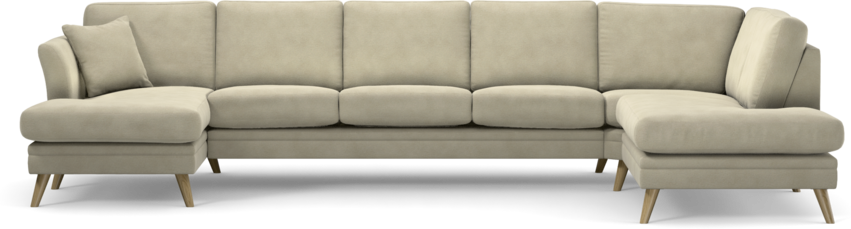 Eden - 3-sits soffa med schäslong vänster och divan höger - Beige