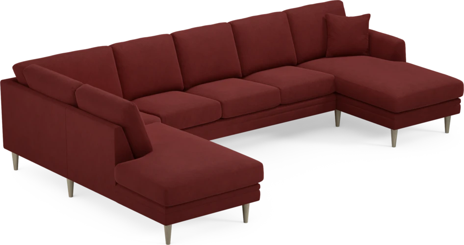 Eden - 3-sits soffa med divan vänster och schäslong höger - Röd