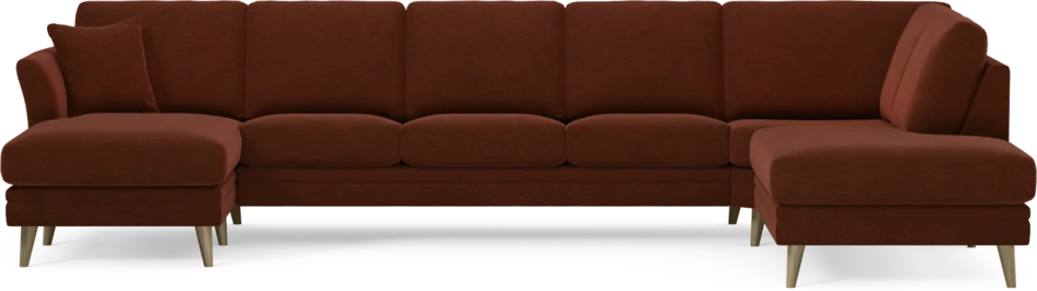 Eden - 3-sits soffa med schäslong vänster och divan höger - Orange