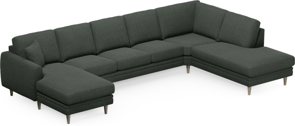 Eden - 3-sits soffa med schäslong vänster och divan höger - Grön