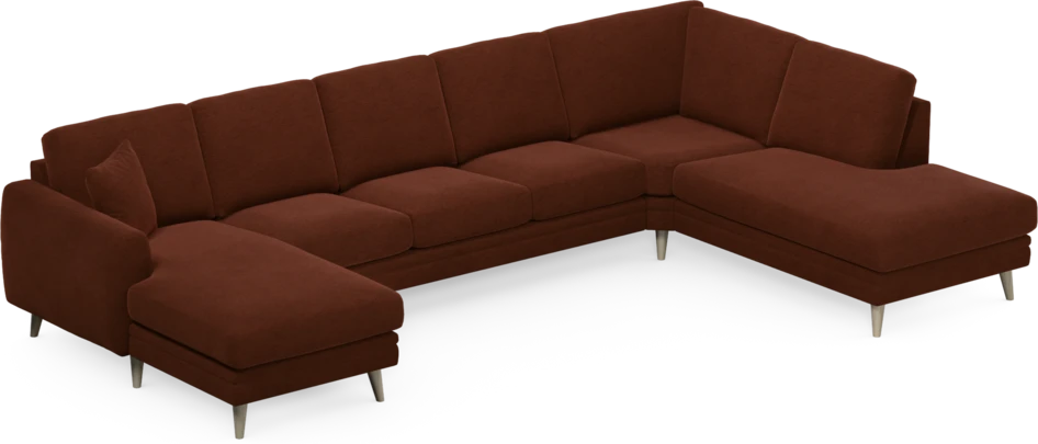Eden - 3-sits soffa med schäslong vänster och divan höger - Orange