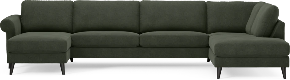 Bridge - 3-sits soffa med schäslong vänster och divan höger - Grön