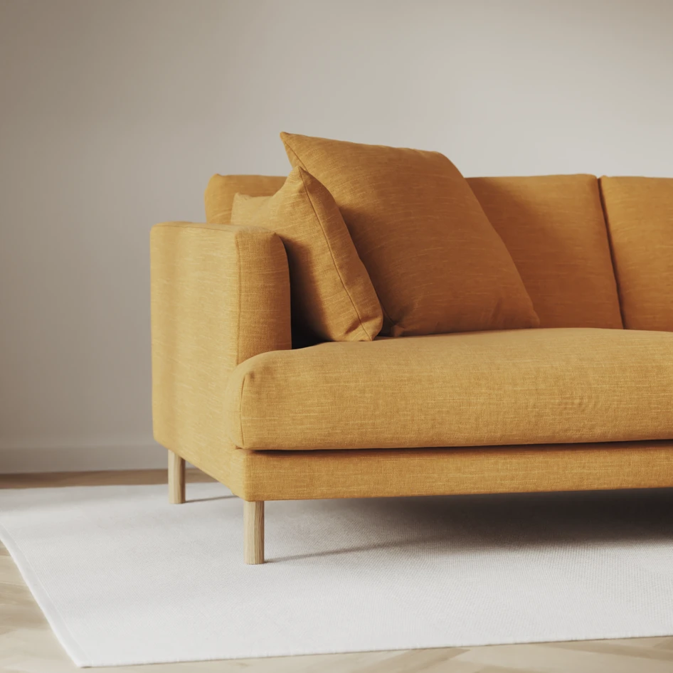 Harper - 3-sits soffa, hel dyna - Gul