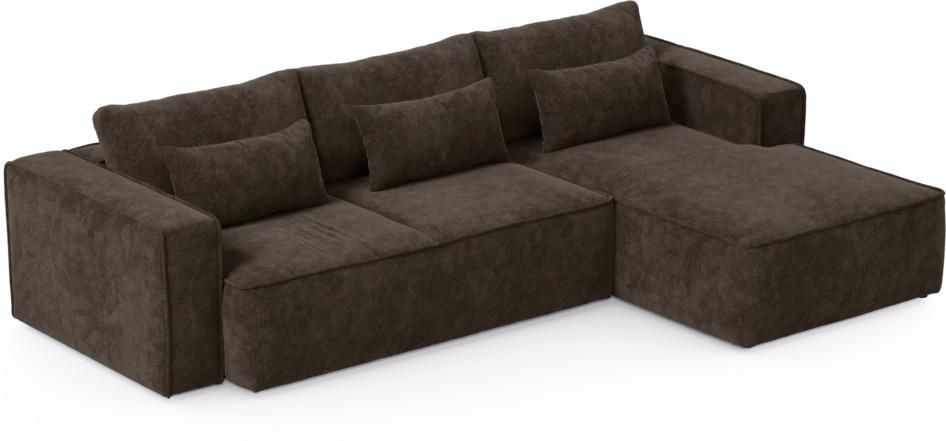 Ide - Bäddsoffa 3-sits med schäslong höger - Brun