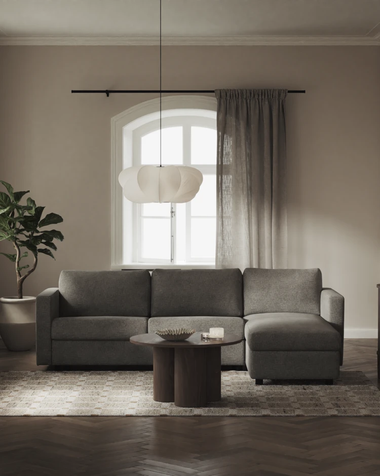 Lindö - Bäddsoffa 2,5-sits med schäslong, vändbar - inspiration