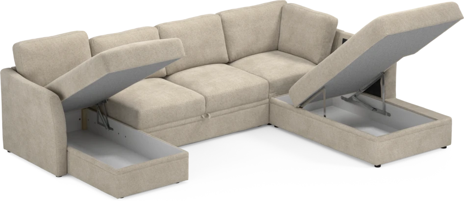 Öland - Bäddsoffa med schäslong vänster och divan höger - Beige