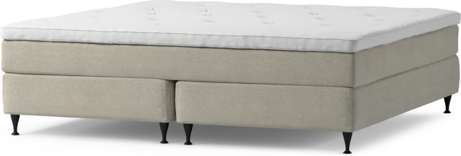 Delux Sense - Kontinentalsäng, dubbelsäng med bäddmadrass och sängben - Beige