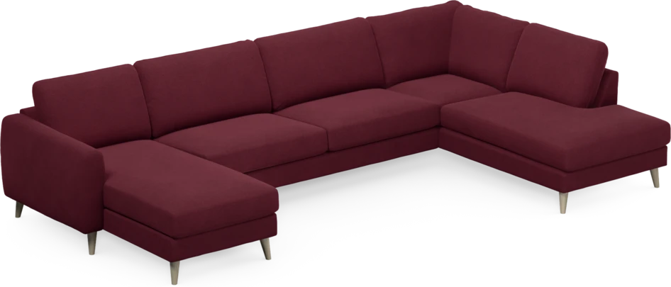 Bridge - 3-sits soffa med schäslong vänster och divan höger - Röd