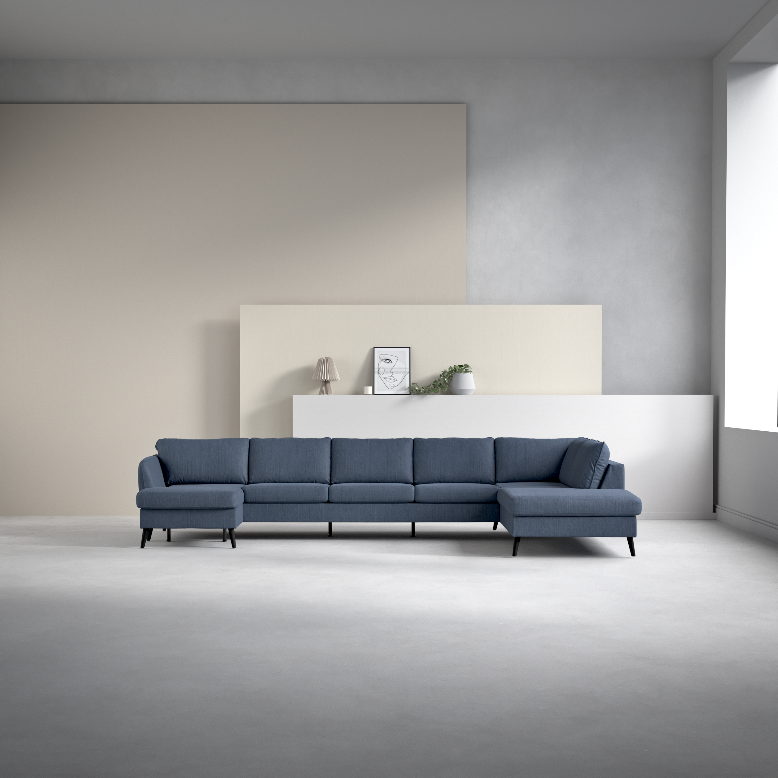 County, 4-sits soffa med schäslong vänster och divan höger