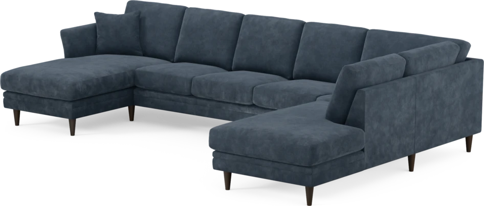 Eden - 3-sits soffa med schäslong vänster och divan höger - Blå