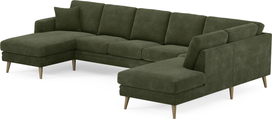 Eden - 3-sits soffa med schäslong vänster och divan höger - Grön