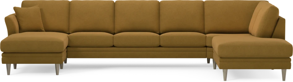 Eden - 3-sits soffa med schäslong vänster och divan höger - Gul