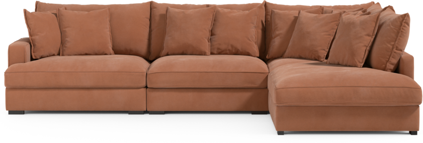 Rossi - 3-sits soffa med divan höger - Gul