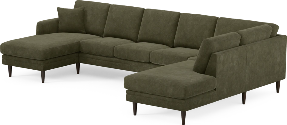 Eden - 3-sits soffa med schäslong vänster och divan höger - Grön