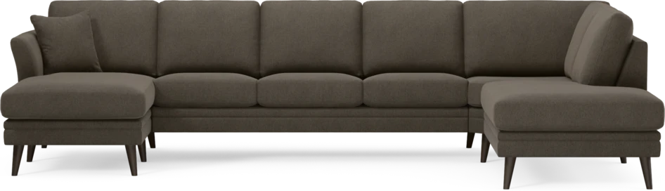 Eden - 3-sits soffa med schäslong vänster och divan höger - Brun