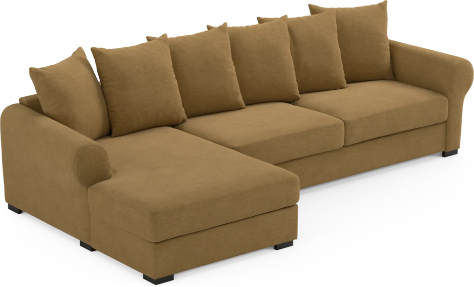 Town - 3-sits soffa med schäslong vänster - Gul