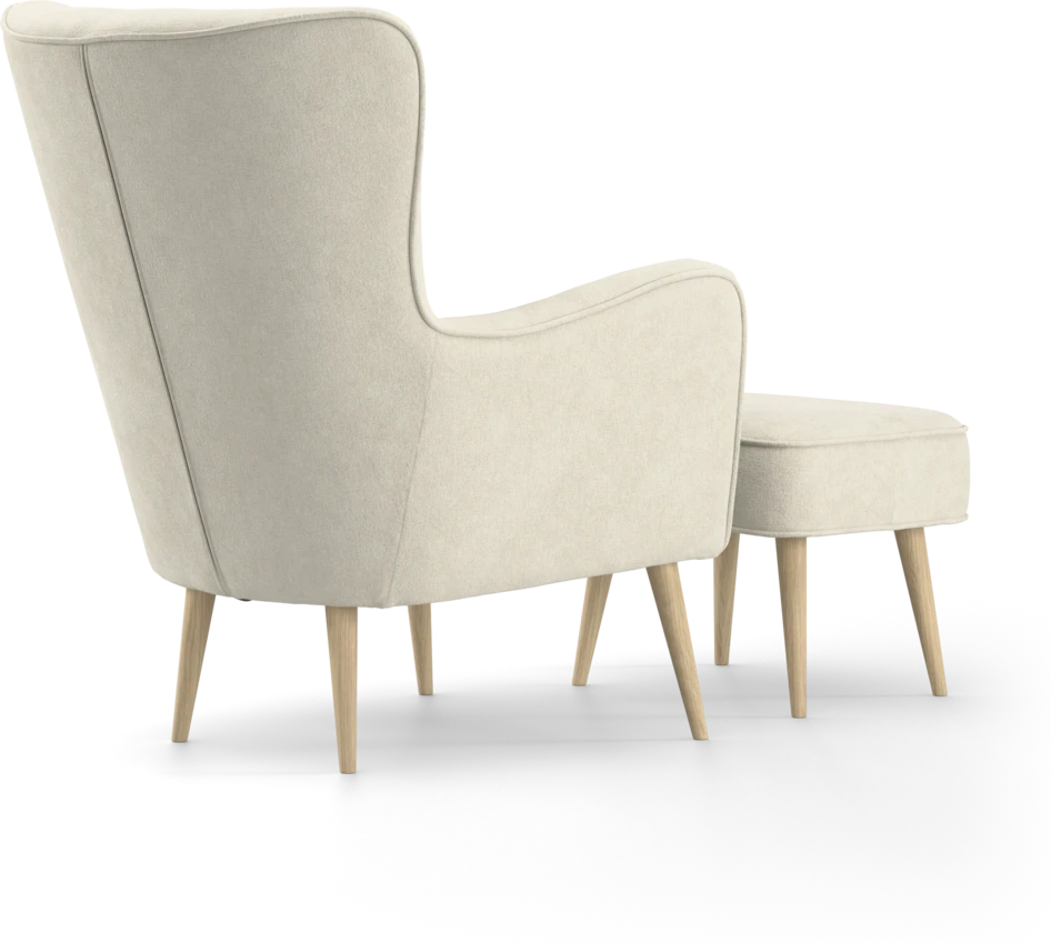 Cordelia - Fåtölj med fotpall - Beige