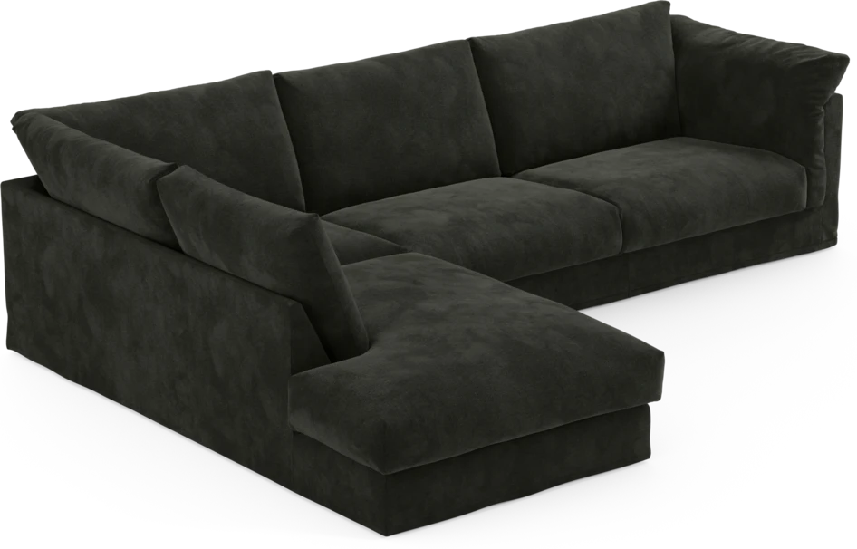 Cherrie - 3-sits soffa med divan vänster, med kappa - Svart