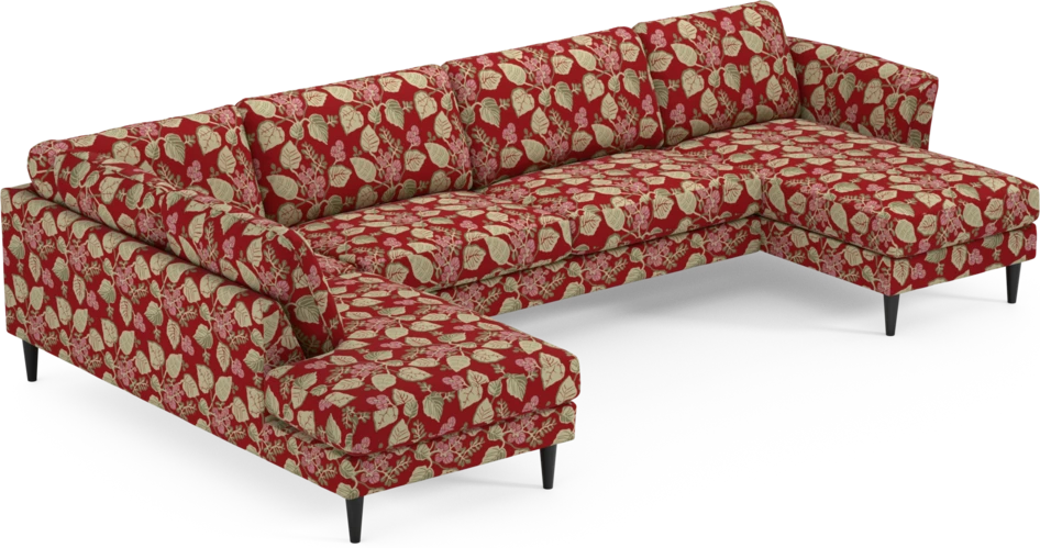 Bridge - 3-sits soffa med divan vänster och schäslong höger - Röd