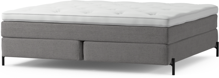 Delux Sense - Kontinentalsäng, dubbelsäng med bäddmadrass och sängben - Grå