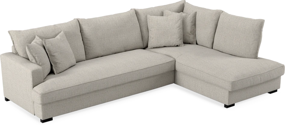 Mila - 3-sits soffa med divan höger, hel dyna - Beige