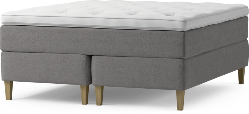 Delux Dream - Kontinentalsäng, dubbelsäng med bäddmadrass och sängben - Grå