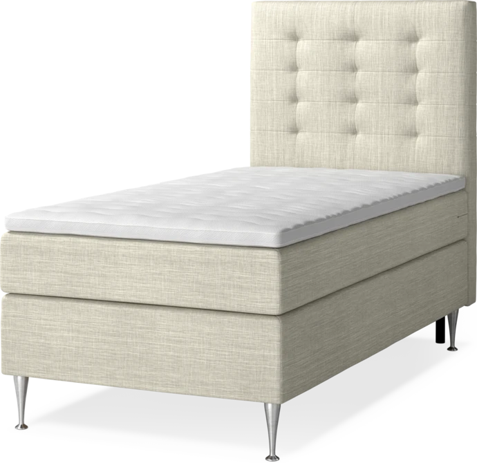 New York, Kontinentalsäng, enkelsäng med bäddmadrass, sängben och sänggavel trensad