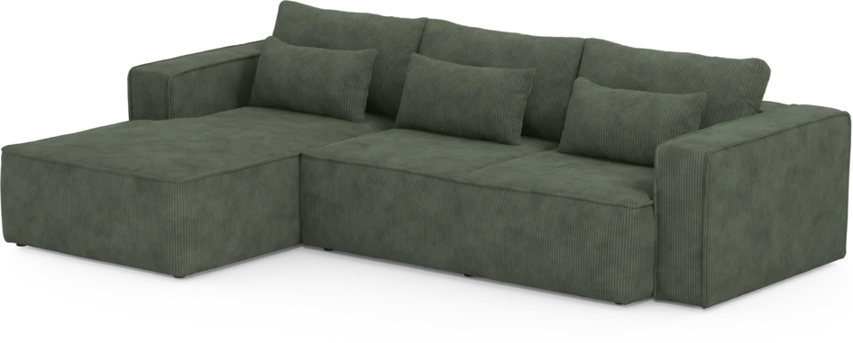 Ide - Bäddsoffa 3-sits med schäslong vänster - Grön