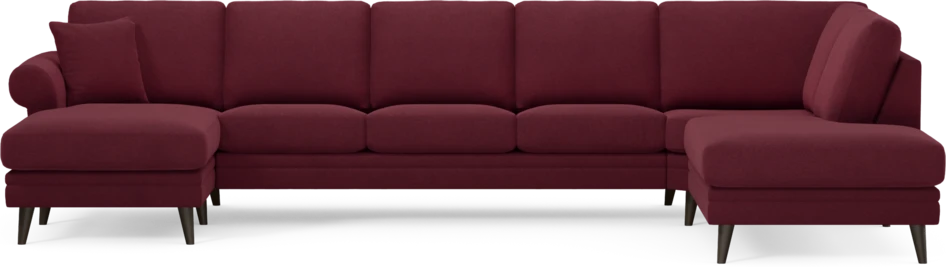 Eden - 3-sits soffa med schäslong vänster och divan höger - Röd