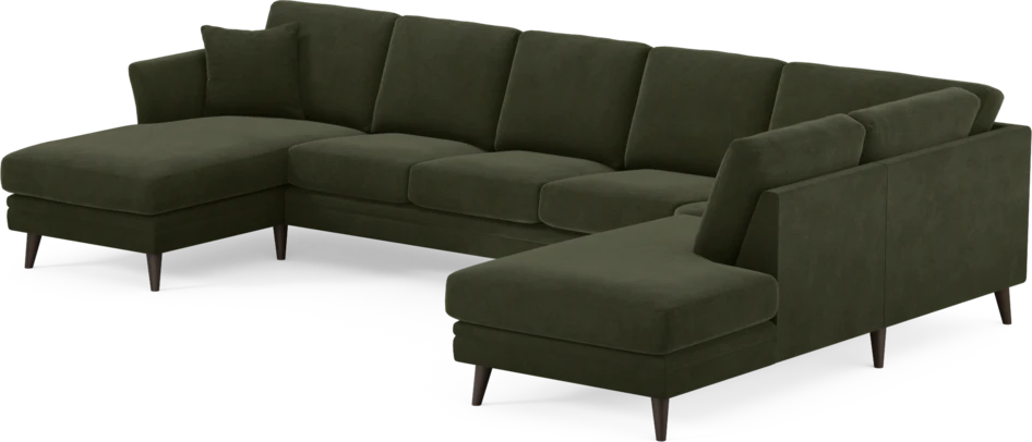 Eden - 3-sits soffa med schäslong vänster och divan höger - Grön