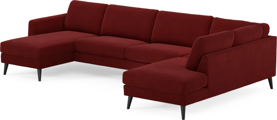 Bridge - 3-sits soffa med schäslong vänster och divan höger - Röd