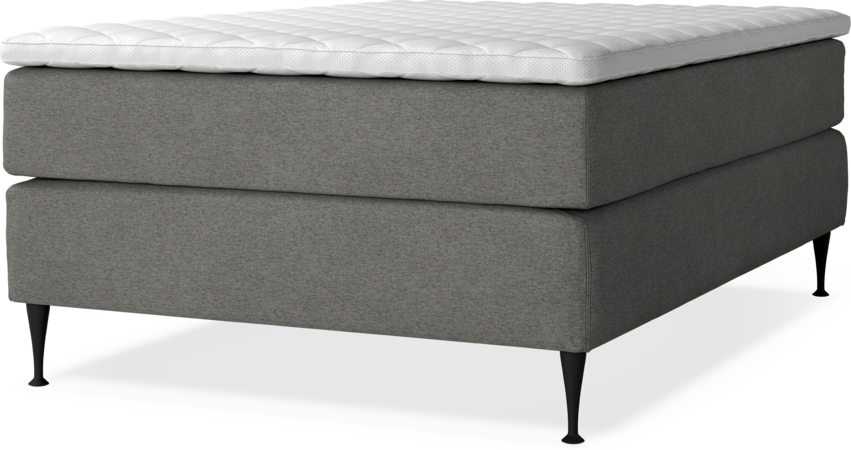 Delux Exclusive - Kontinentalsäng, enkelsäng 140 cm med bäddmadrass - Grå