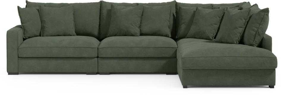 Rossi - 3-sits soffa med divan höger - Grön