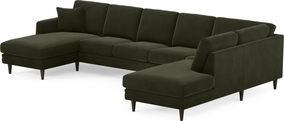 Eden - 3-sits soffa med schäslong vänster och divan höger - Grön