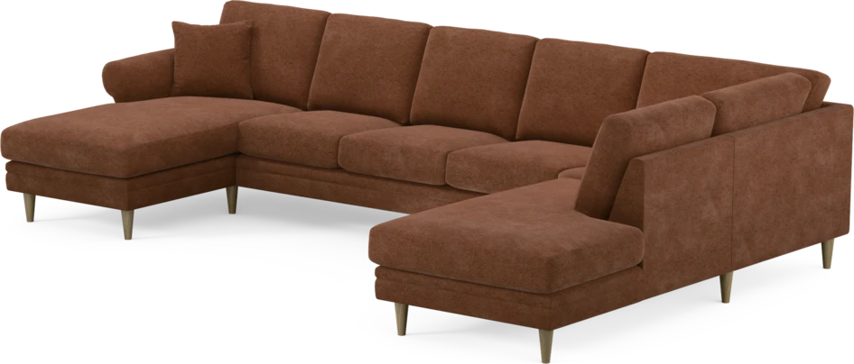Eden - 3-sits soffa med schäslong vänster och divan höger - Orange