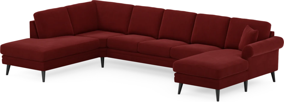 Eden - 3-sits soffa med divan vänster och schäslong höger - Röd