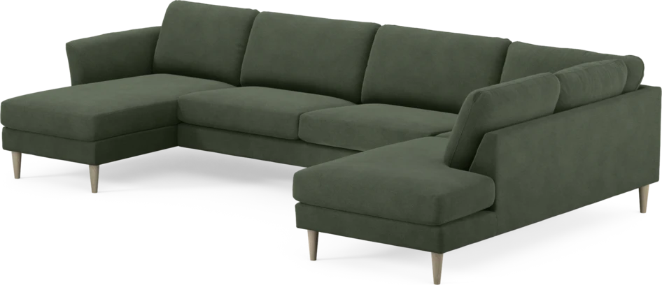 Bridge - 3-sits soffa med schäslong vänster och divan höger - Grön