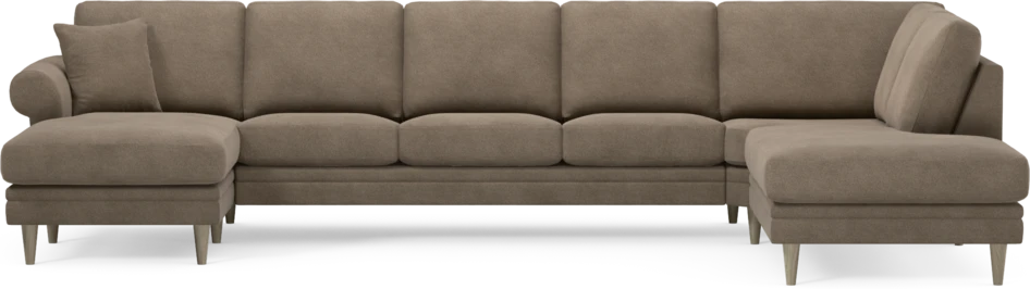Eden - 3-sits soffa med schäslong vänster och divan höger - Brun