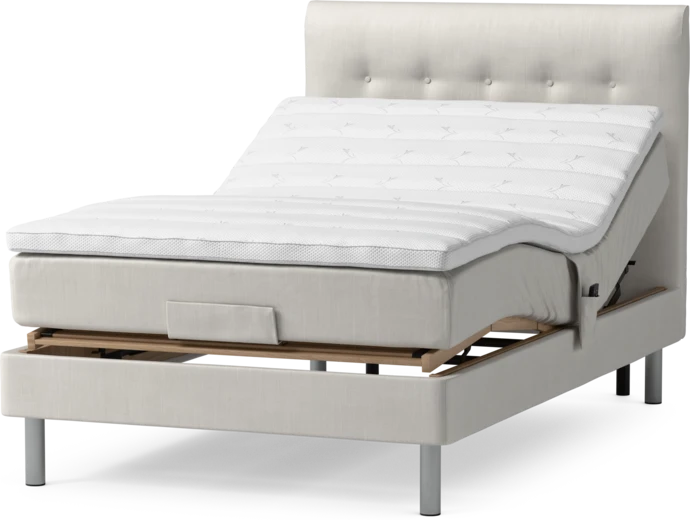 Roma Family, Ställbar säng, enkelsäng med bäddmadrass och sänggavel låg pikerad, B 90-120